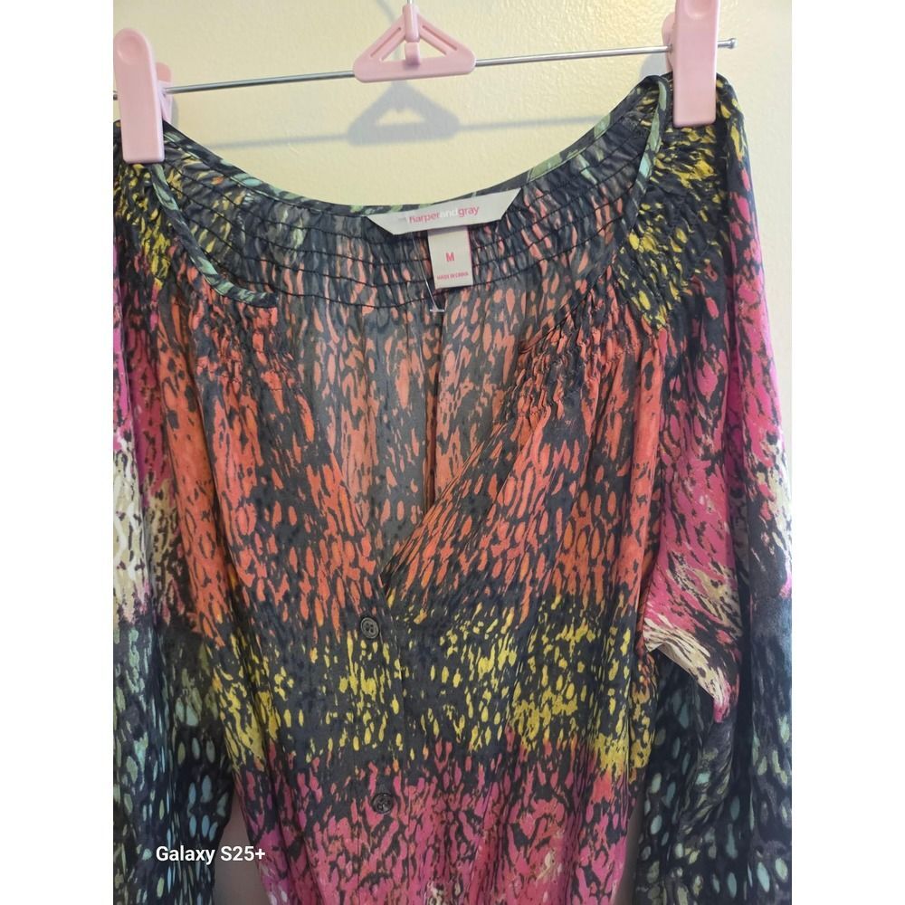 Harper and Gray Midi Dress Womens Medium Multicolor Excellent Abstract Print